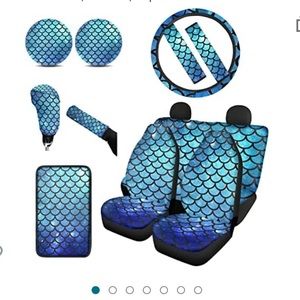 Blue mermaid scale car seat covers